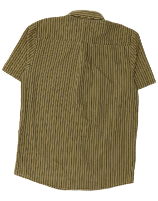 Volcom Herren-Kurzarmhemd mit klassischer Passform, mittleres Khaki, gestreift, Baumwolle