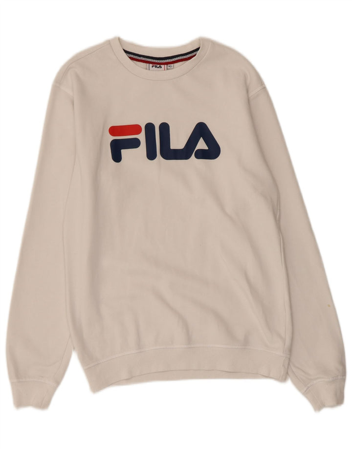 FILA Herren-Sweatshirt mit Grafik, XS, weiße Baumwolle