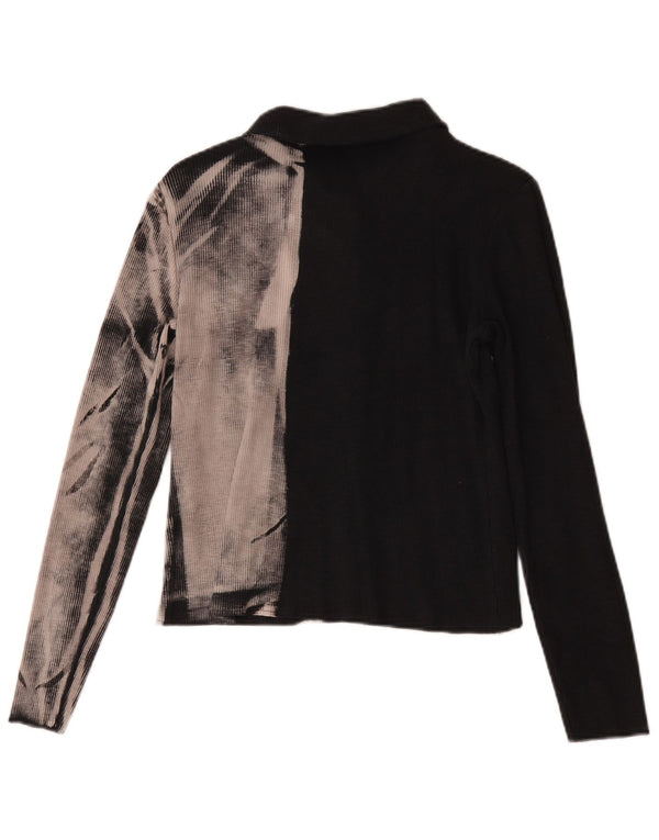 Zara Damen Cardigan Top UK 14 Large Black Tie Dye Cotton