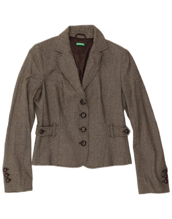 Benetton Womens 2 Piece Suit IT 44 Medium W32 L31 Green Houndstooth