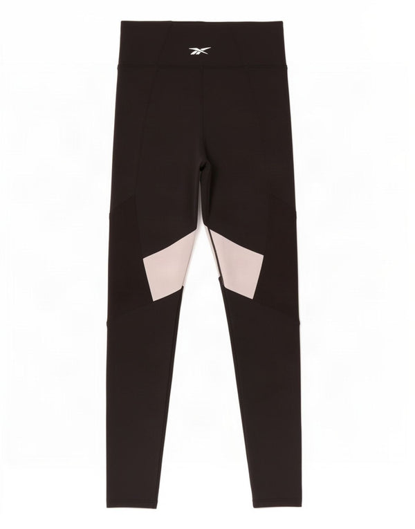 Reebok Damen Leggings UK 4/6 XS Schwarzes Colourblock-Nylon