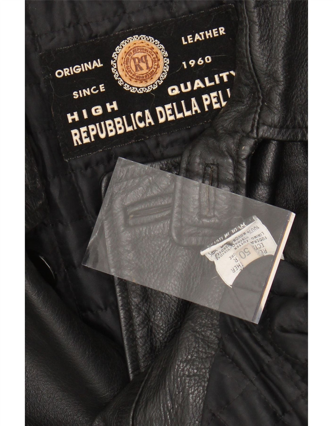 VINTAGE Herren Lederjacke IT 50 Großes schwarzes Leder