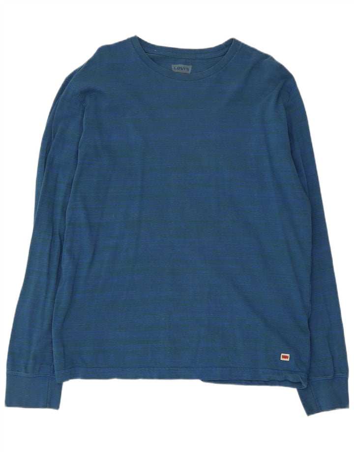Levi's Herren-Oberteil, langärmelig, groß, blaue Nadelstreifen-Baumwolle