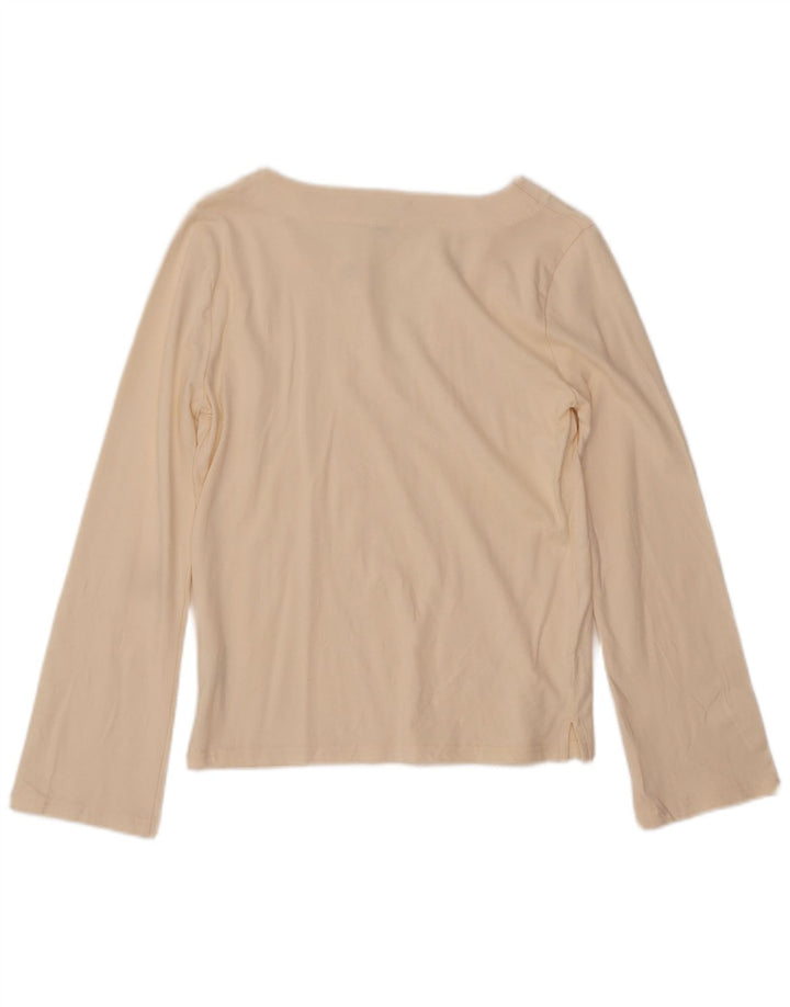 J. Crew Damen Langarm-Blusenoberteil UK 10 Small Beige Baumwolle