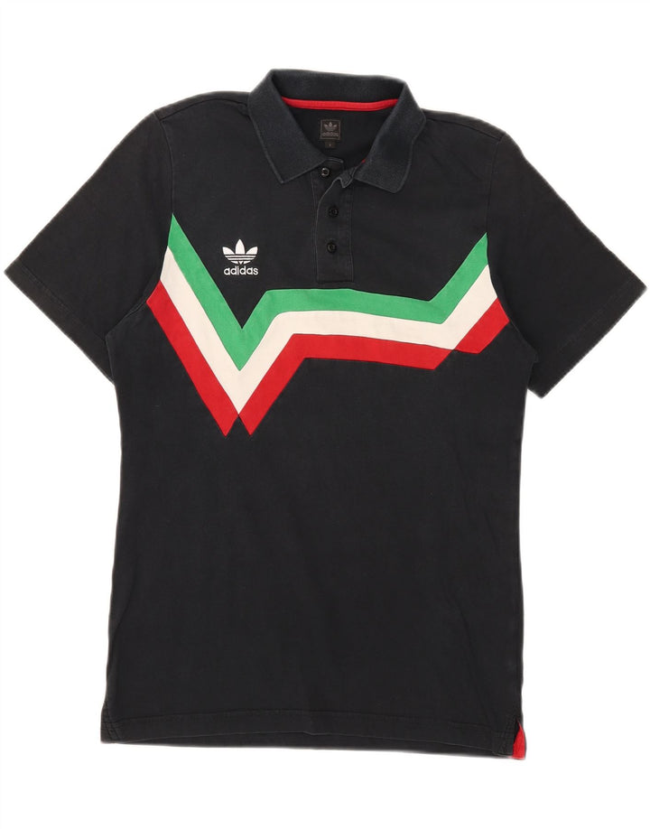 ADIDAS Herren Poloshirt Small Schwarz Colourblock Baumwolle