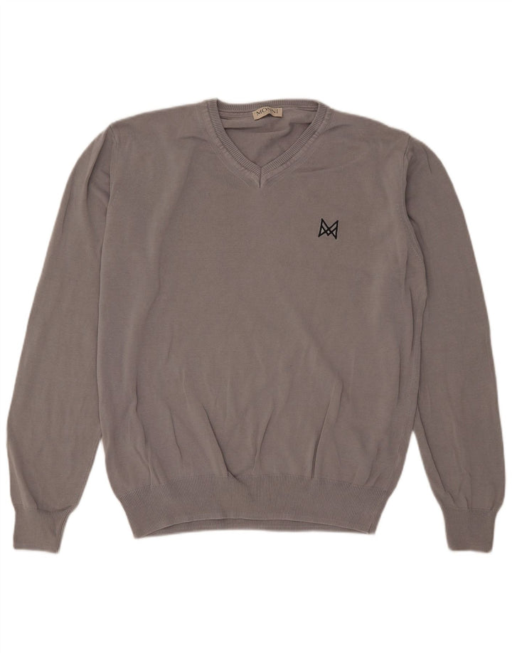 Vintage Herren V-Ausschnitt Pullover Pullover große graue Baumwolle