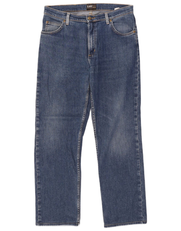 Lee Mens Brooklyn Straight Jeans W34 L28 Blue Cotton