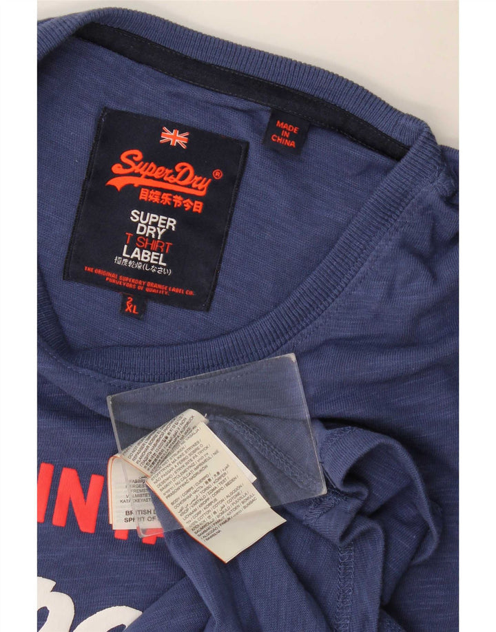 Superdry Herren Grafik T-Shirt Top 2XL Blau Baumwolle