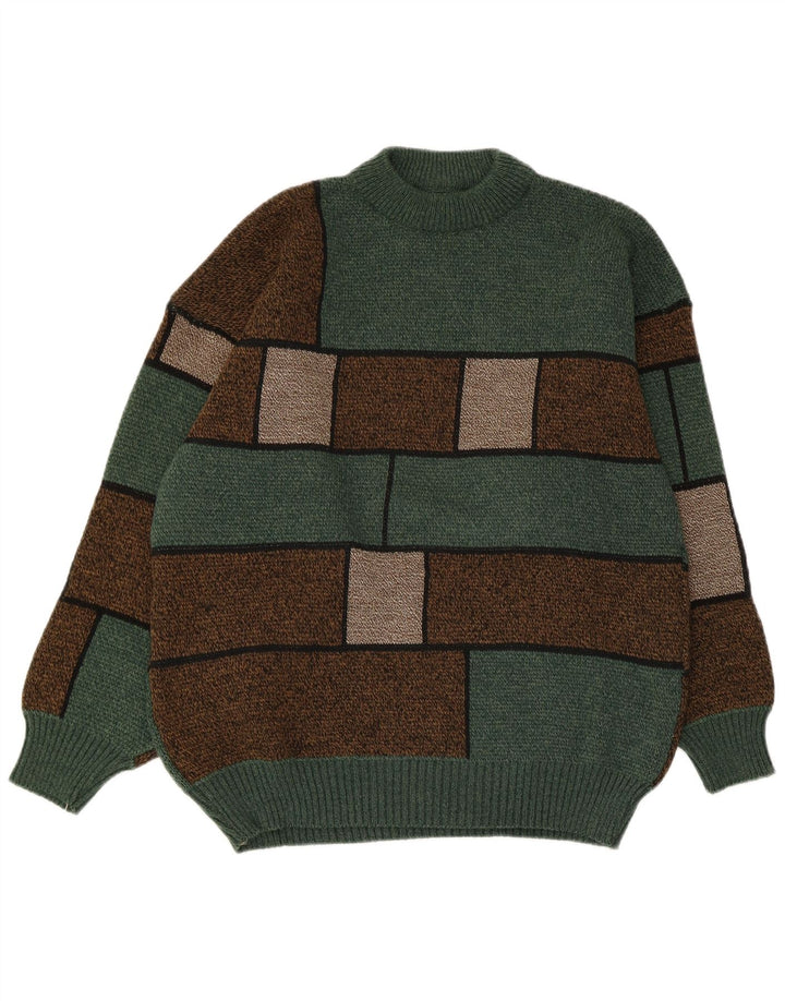Vintage Herren-Pullover mit Rollkragen, Mittelgrün, Farbblock