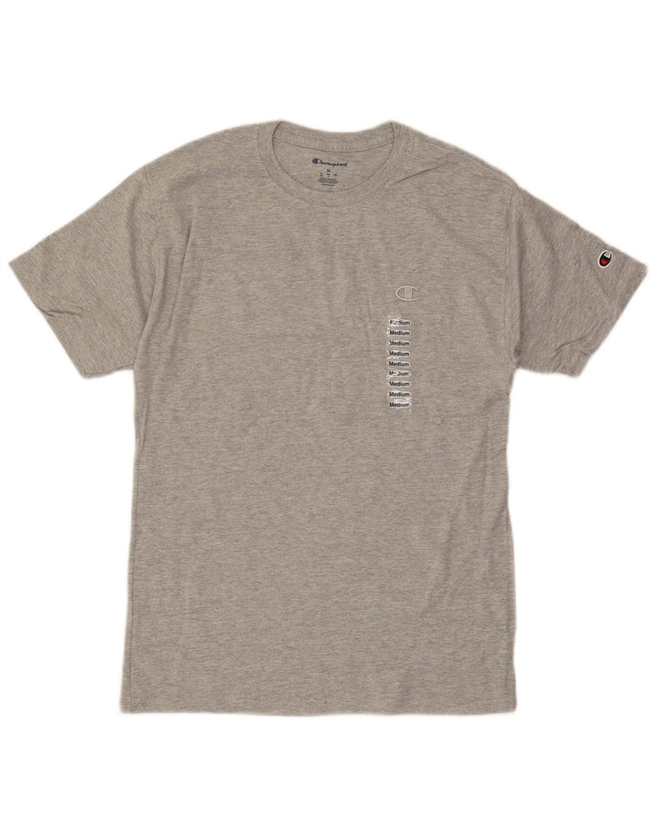 Champion Herren-T-Shirt-Oberteil aus mittelgrau gesprenkelter Baumwolle