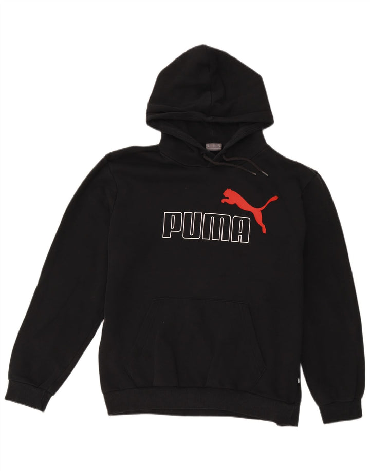 Puma Herren Grafik-Hoodie-Pullover aus mittelschwarzer Baumwolle