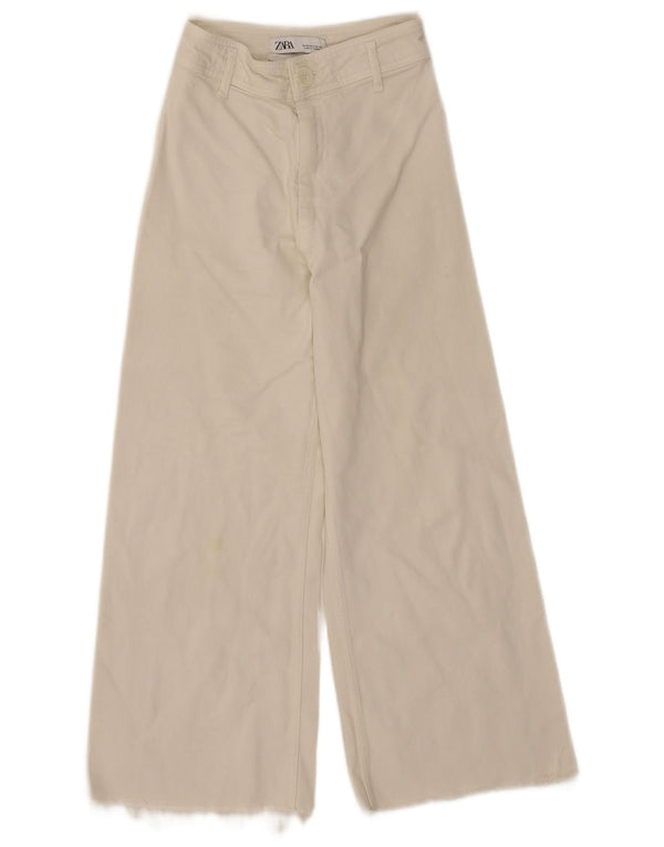 Zara Damen The Marine High Rise Straight Jeans EU 34 2XS W24 L24 Off White