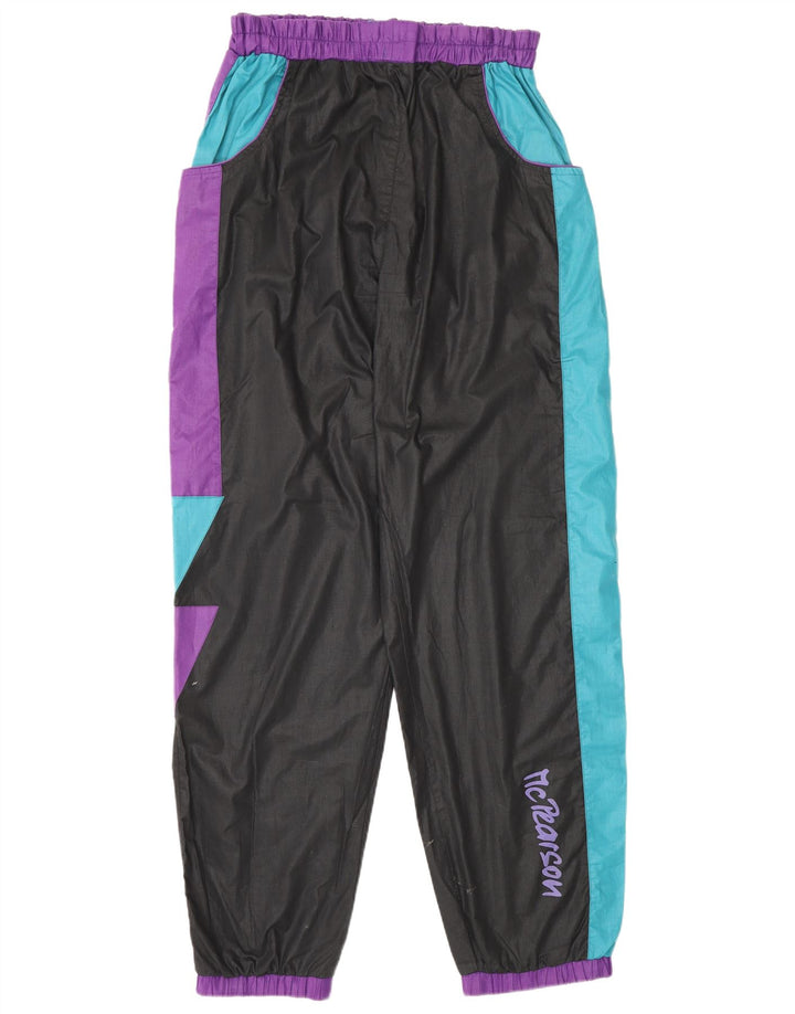Vintage Damen-Trainingsanzug mit Grafik, UK 20 2XL, schwarzes Farbblock-Polyester