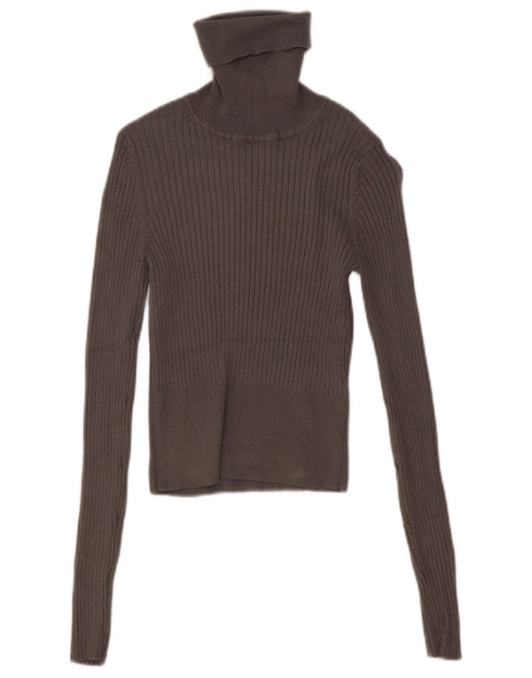 Zara Womens Crop Roll Neck Jumper Sweater UK 10 Small Grey Viscose