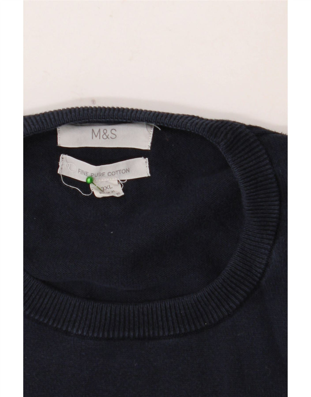 MARKS & SPENCER Herren-Pullover mit Rundhalsausschnitt, 3XL, marineblaue Baumwolle