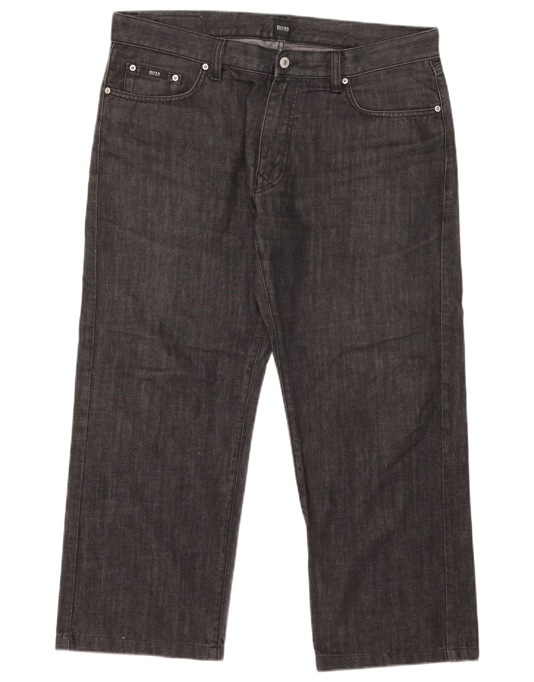 Hugo Boss Herren Straight Jeans W38 L26 Schwarze Baumwolle