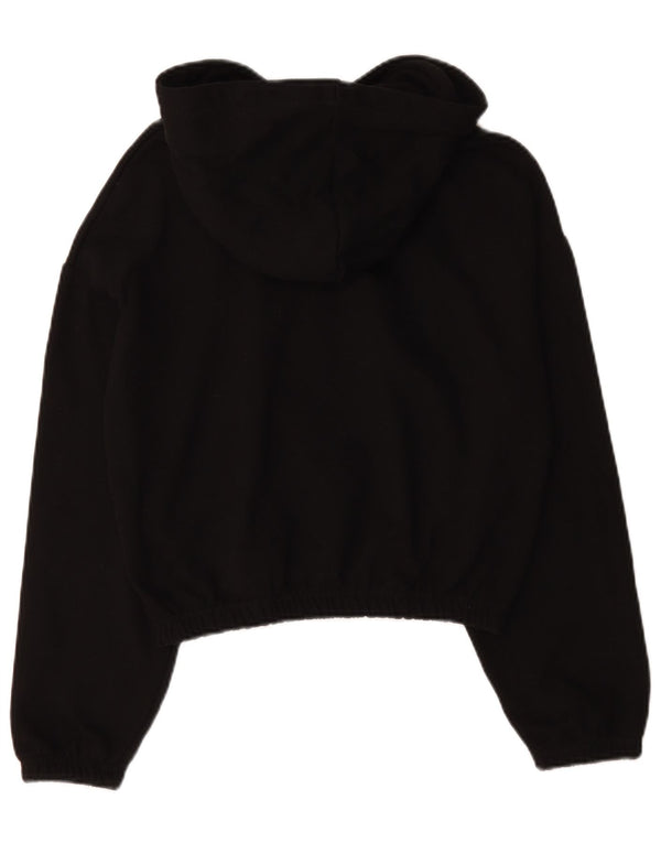 Zara Damen Crop Hoodie Pullover UK 14 Mittelschwarze Baumwolle