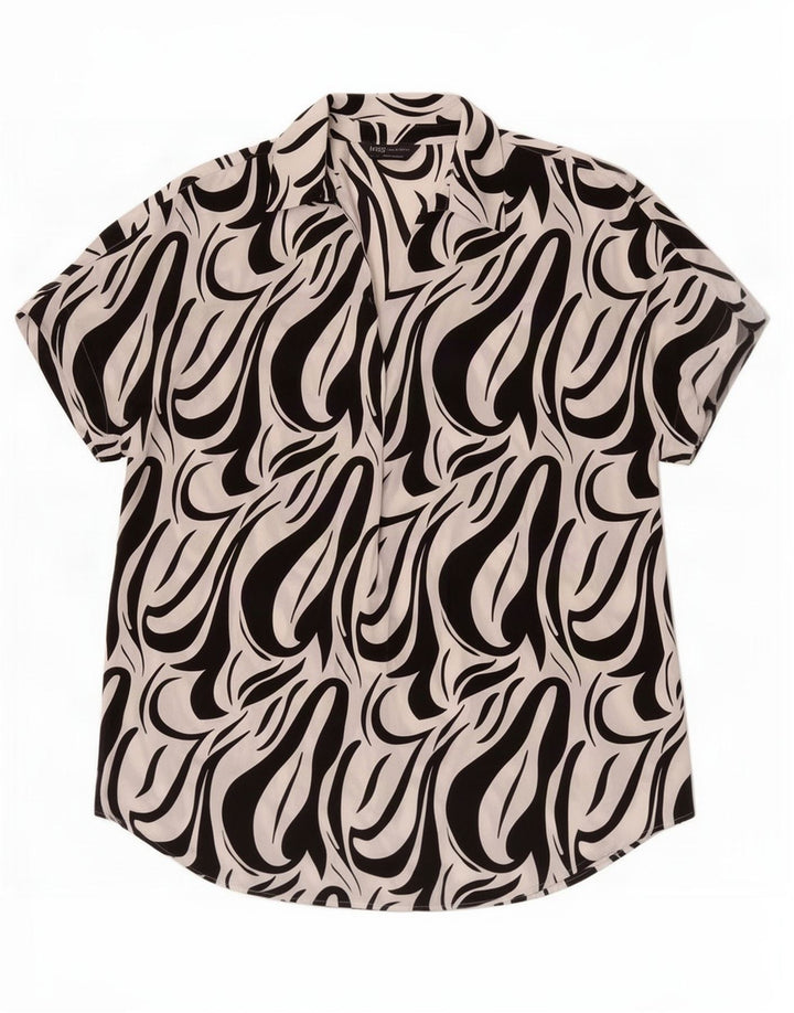 Marks & Spencer Damen-Blusenoberteil mit abstraktem Muster, Gr. 8, Weiß