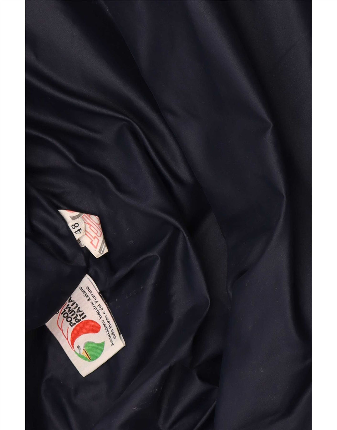 Wattierte Vintage-Jacke für Herren mit Kapuze, IT 48, mittelblaues Colourblock-Polyamid