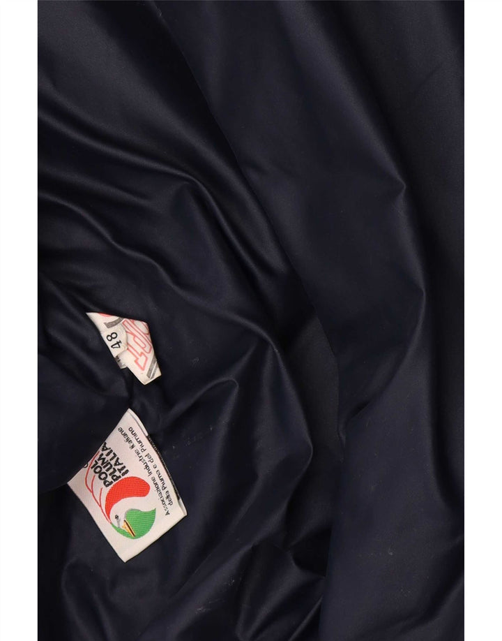 Wattierte Vintage-Jacke für Herren mit Kapuze, IT 48, mittelblaues Colourblock-Polyamid