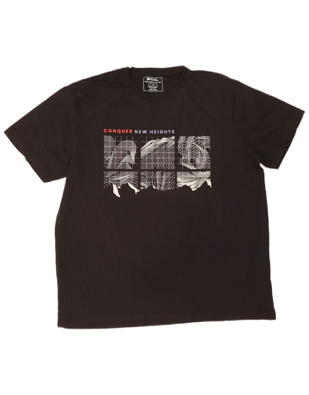 MOUNTAIN WAREHOUSE Herren-T-Shirt mit Grafik, Größe L, aus schwarzer Baumwolle