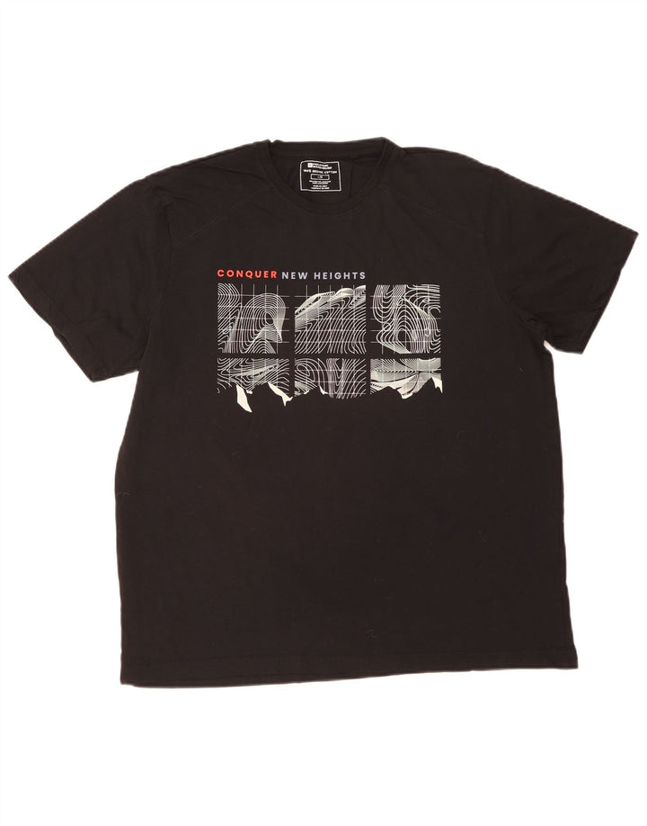 MOUNTAIN WAREHOUSE Herren-T-Shirt mit Grafik, Größe L, aus schwarzer Baumwolle