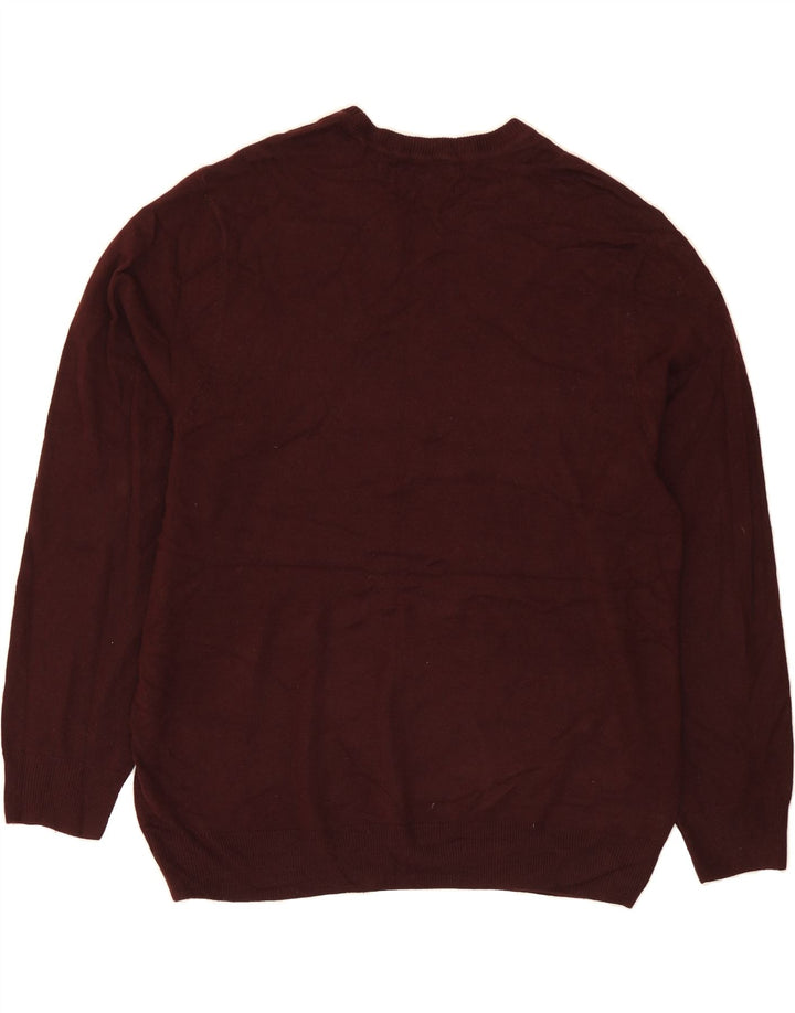 DOCKERS Mens Crew Neck Jumper Sweater 2XL Maroon Argyle/Diamond Acrylic Vintage Dockers and Second-Hand Dockers from Messina Hembry 