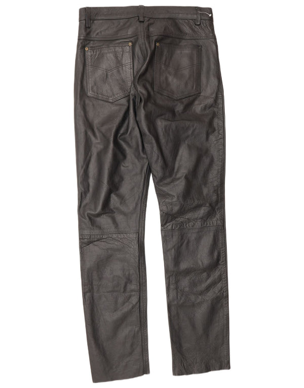 Vintage Herren Lederhose W34 L34 Schwarz