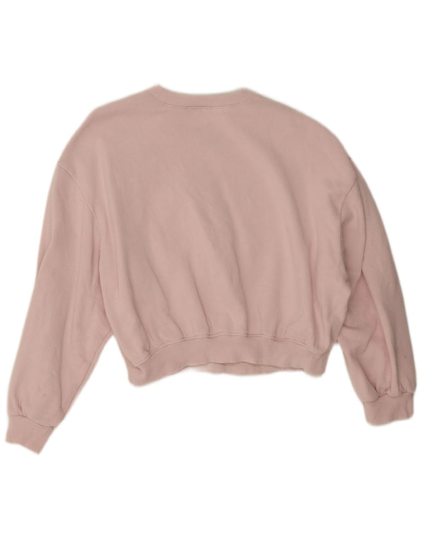 Zara Womens Crop Oversized Sweatshirt Jumper UK 14 Medium Pink Cotton