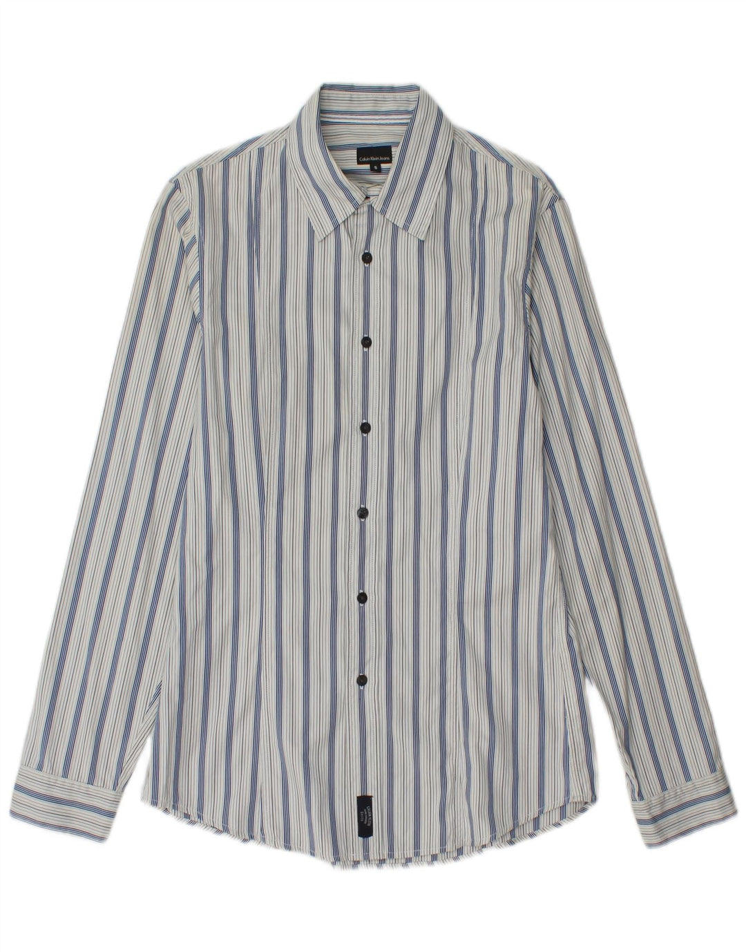 Calvin Klein Jeans Herrenhemd, klein, blau gestreift, Baumwolle