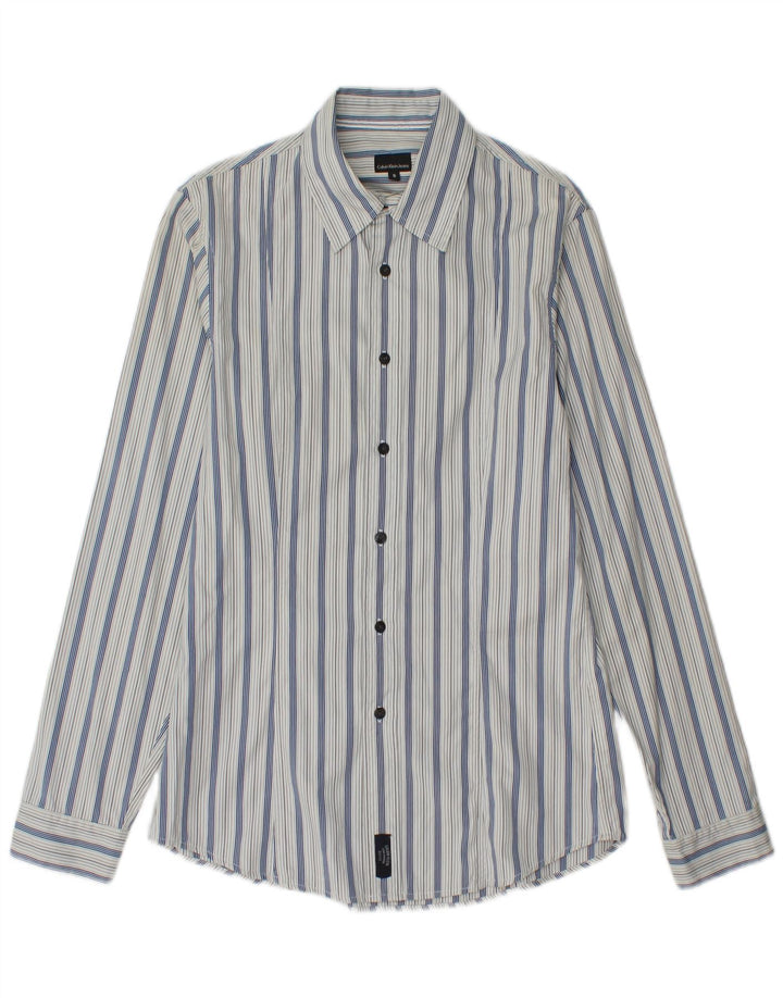 Calvin Klein Jeans Herrenhemd, klein, blau gestreift, Baumwolle