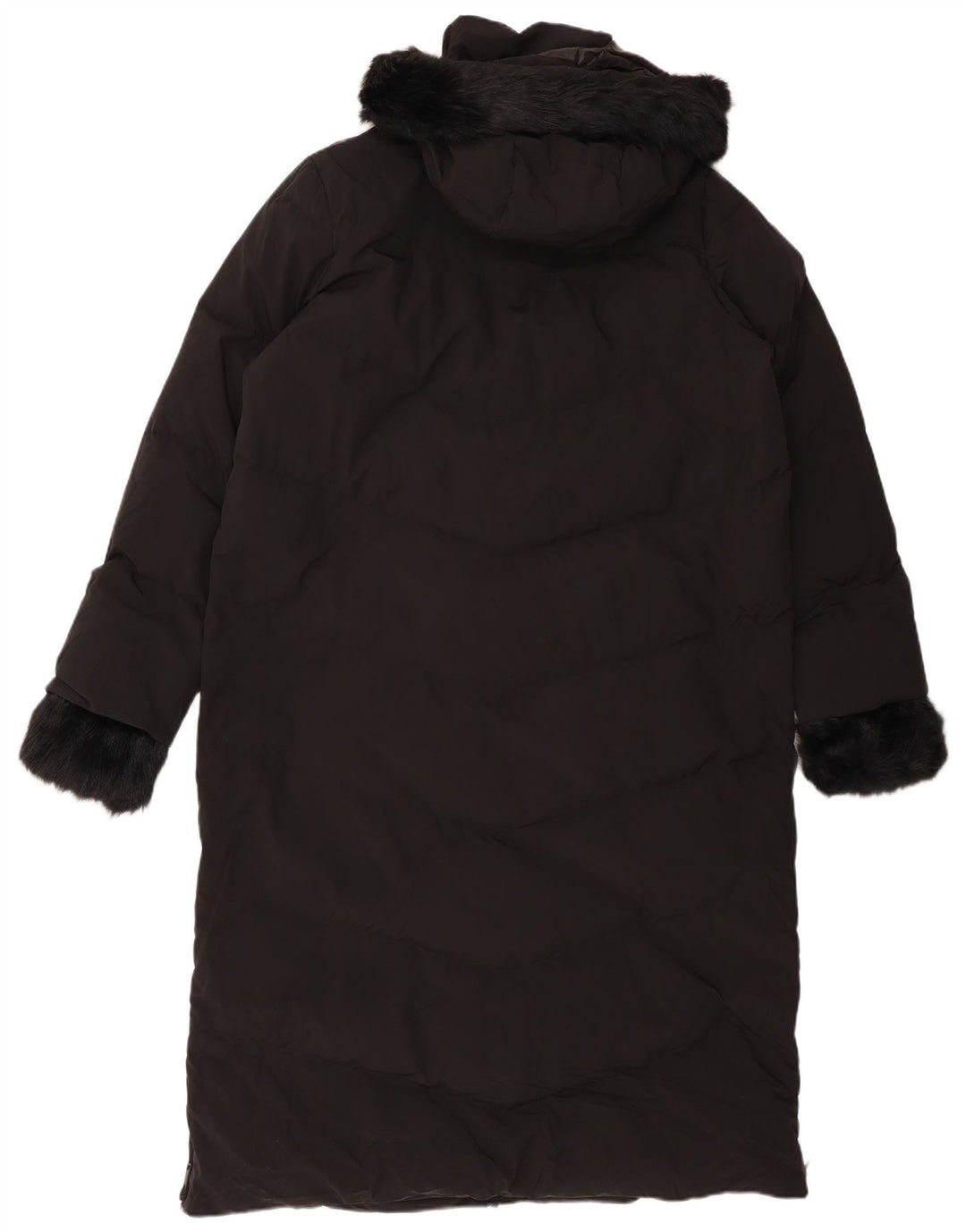 ZARA Wattierter Damenmantel mit Kapuze, UK 16, Größe L, Schwarz, Polyester