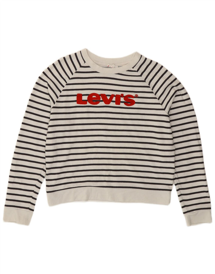 Levi's Damen-Sweatshirt mit Grafik, UK 14, mittelweiß gestreift, nautisch