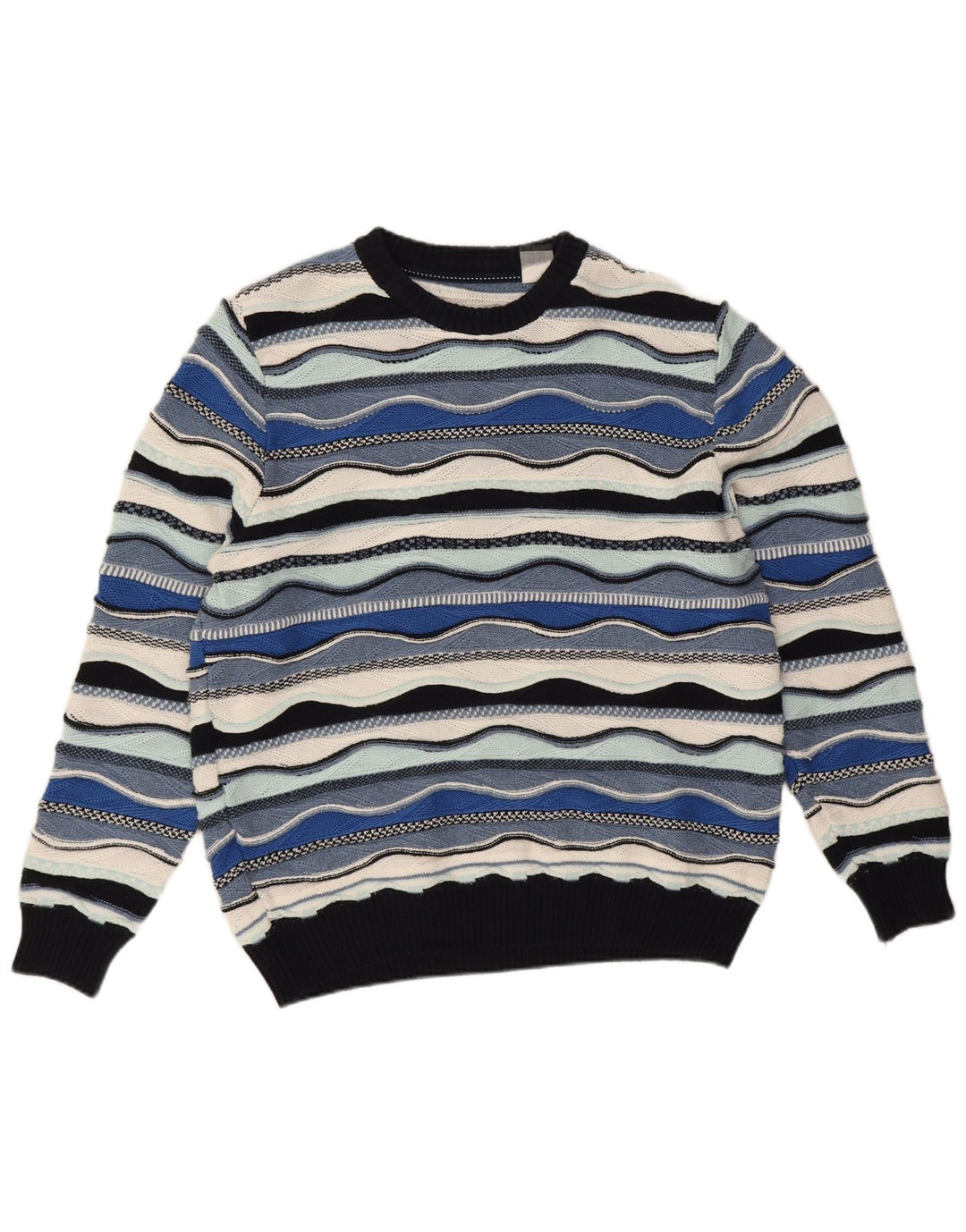 Roger Kent Herren-Pullover mit Rundhalsausschnitt, EU 52, Größe L, Blau, Farbblock