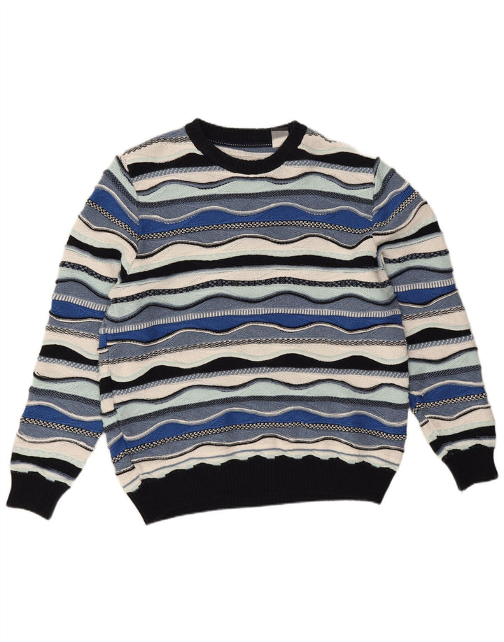 Roger Kent Herren-Pullover mit Rundhalsausschnitt, EU 52, Größe L, Blau, Farbblock
