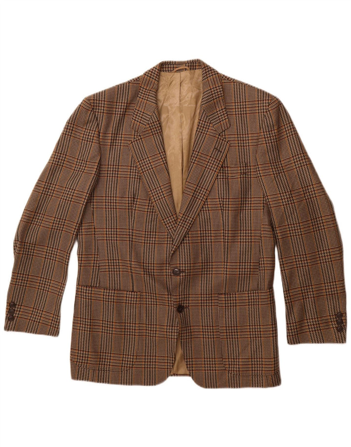 VINTAGE Mens 2 Button Blazer Jacket UK 38 Medium Brown Houndstooth