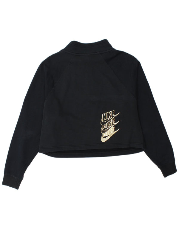 Nike Damen-Sweatshirt mit grafischem Reißverschluss und Reißverschluss, Gr. 14, mittleres Marineblau