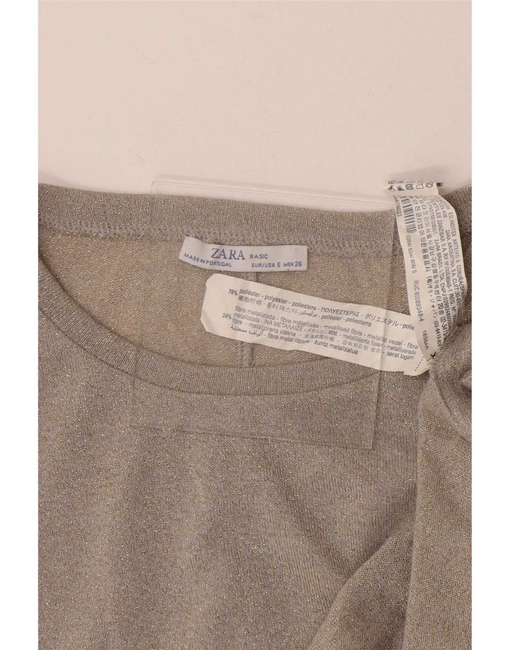 Übergroßes Blusenoberteil für Damen von Zara, UK 10, Größe S, grau geflecktes Polyester