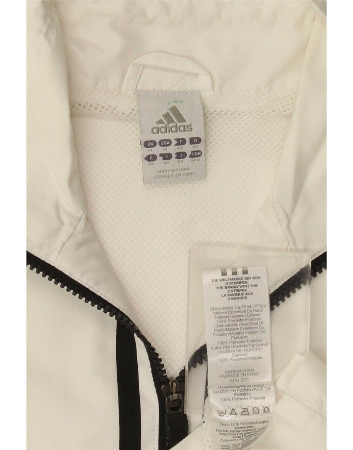 Adidas Damen Trainingsanzug Top Jacke UK 14 Mittelweißes Polyester