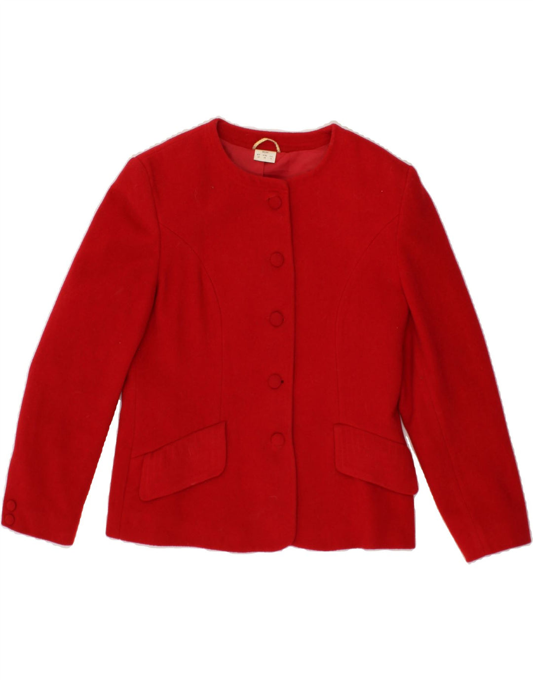 VINTAGE Damen 5-Knopf-Blazerjacke UK 14 Große rote Wolle