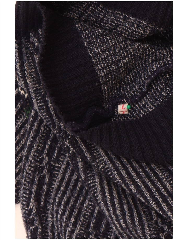 C & A Herren-Pullover mit U-Boot-Ausschnitt, groß, Marineblau, Fair-Isle-Polyacryl