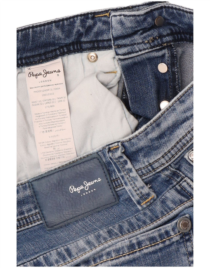 PEPE Jeans Herren Distressed Regular Straight Jeans W32 L32 Blaue Baumwolle