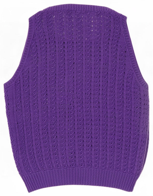 Vintage Damen Durchsichtiges Weste-Tanktop UK 16 Large Lila