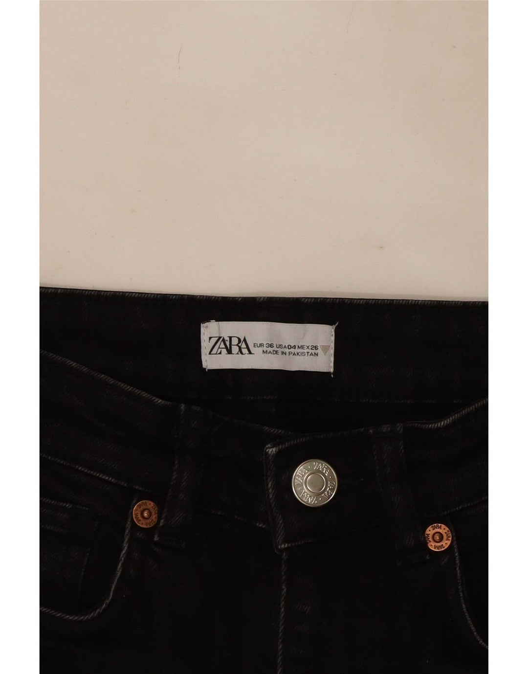 Zara Damen Bootcut Jeans EU 36 XS W26 L26 Schwarz