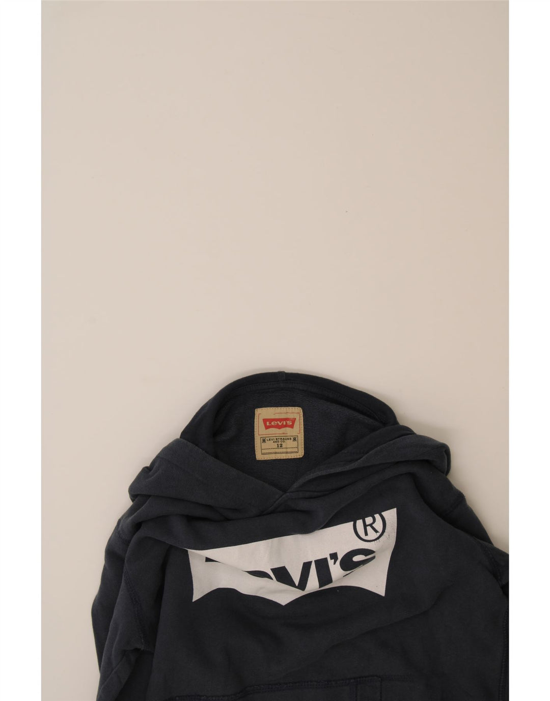 LEVI'S Boys Graphic Hoodie Jumper 11-12 Years Navy Blue Vintage Levi's and Second-Hand Levi's from Messina Hembry 