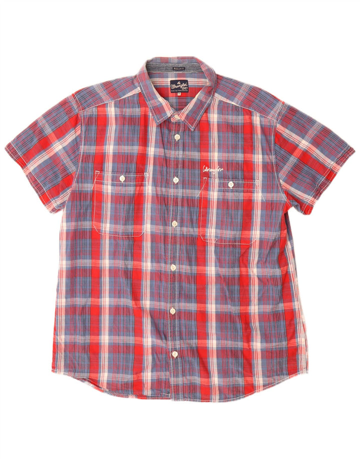 Wrangler Herren-Hemd, kurzärmelig, reguläre Passform, 2XL, rot kariert, Baumwolle