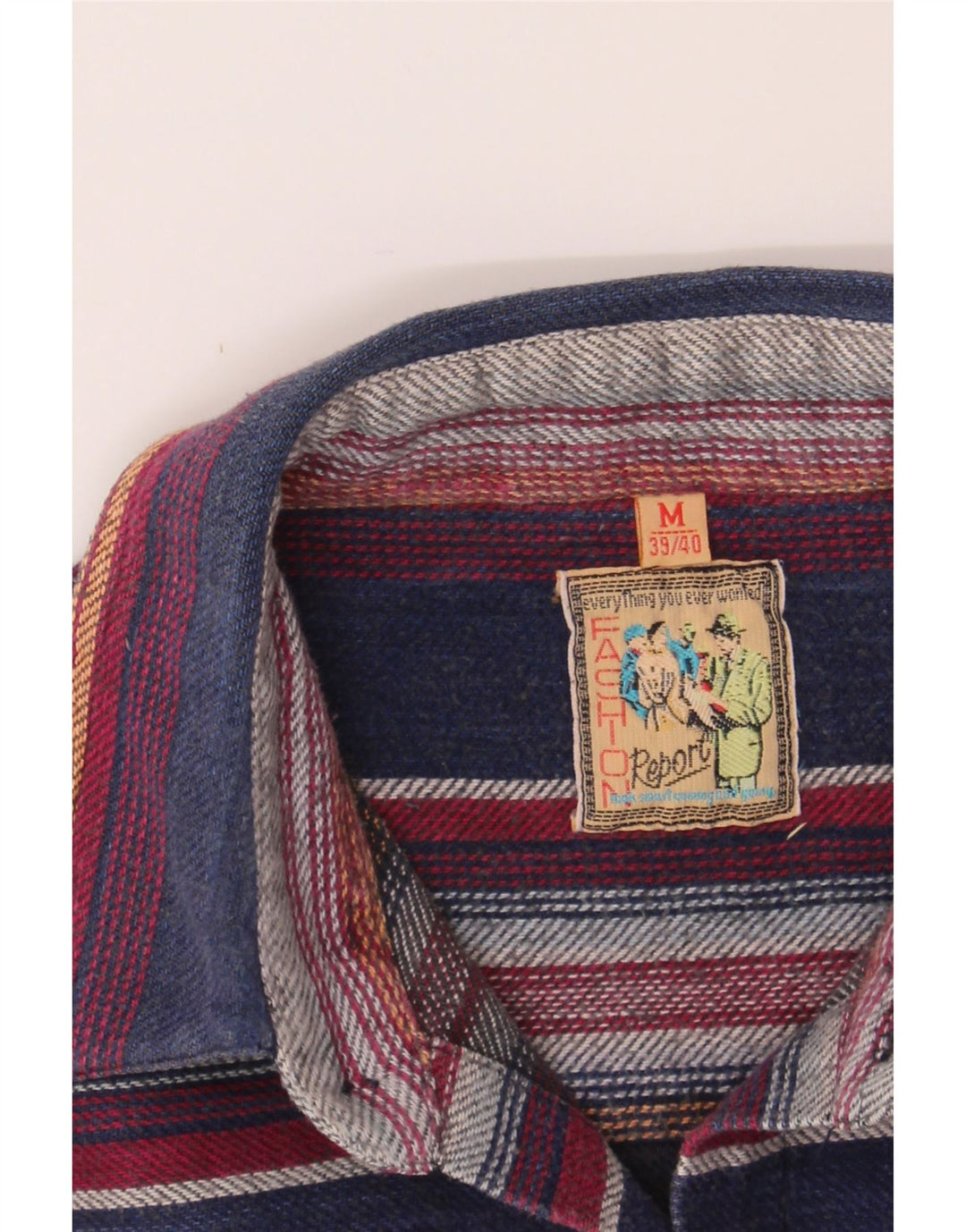 VINTAGE Mens Flannel Shirt Size 39/40 Medium Multicoloured Striped Cotton Vintage Vintage and Second-Hand Vintage from Messina Hembry 