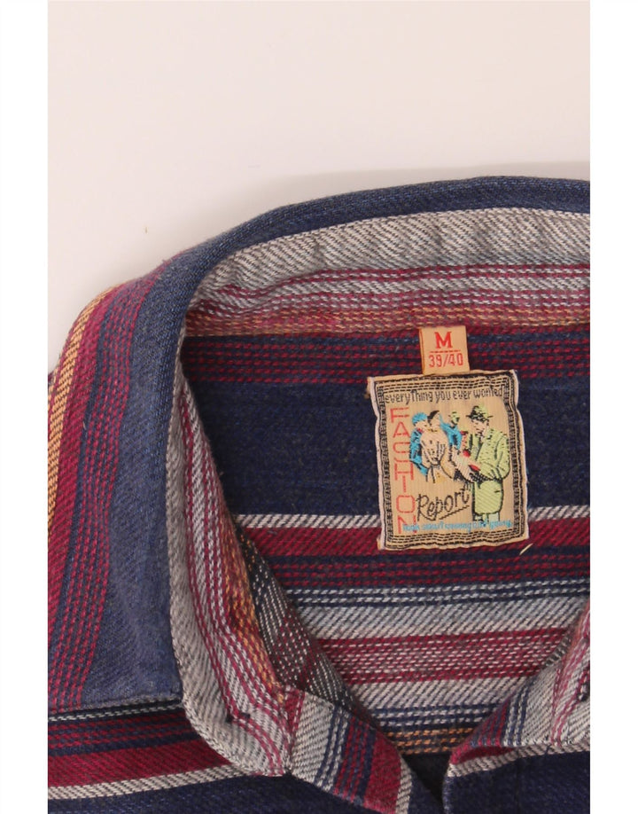 VINTAGE Mens Flannel Shirt Size 39/40 Medium Multicoloured Striped Cotton Vintage Vintage and Second-Hand Vintage from Messina Hembry 