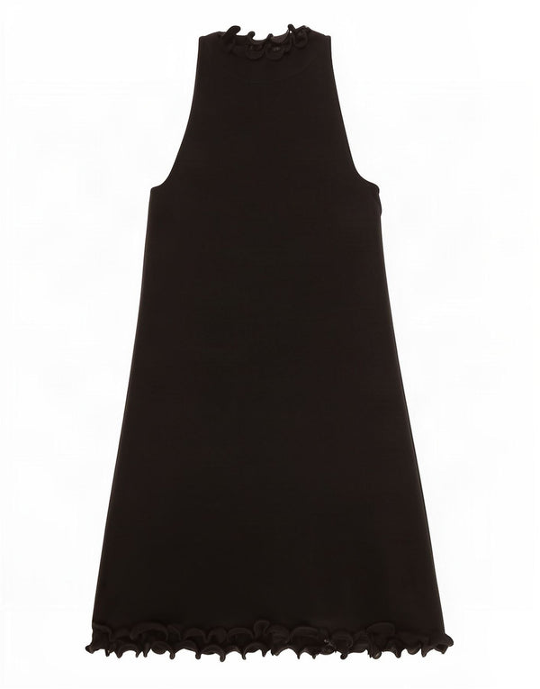 Zara Damen Rüschenhalterkleid UK 10 Small Schwarz Viskose