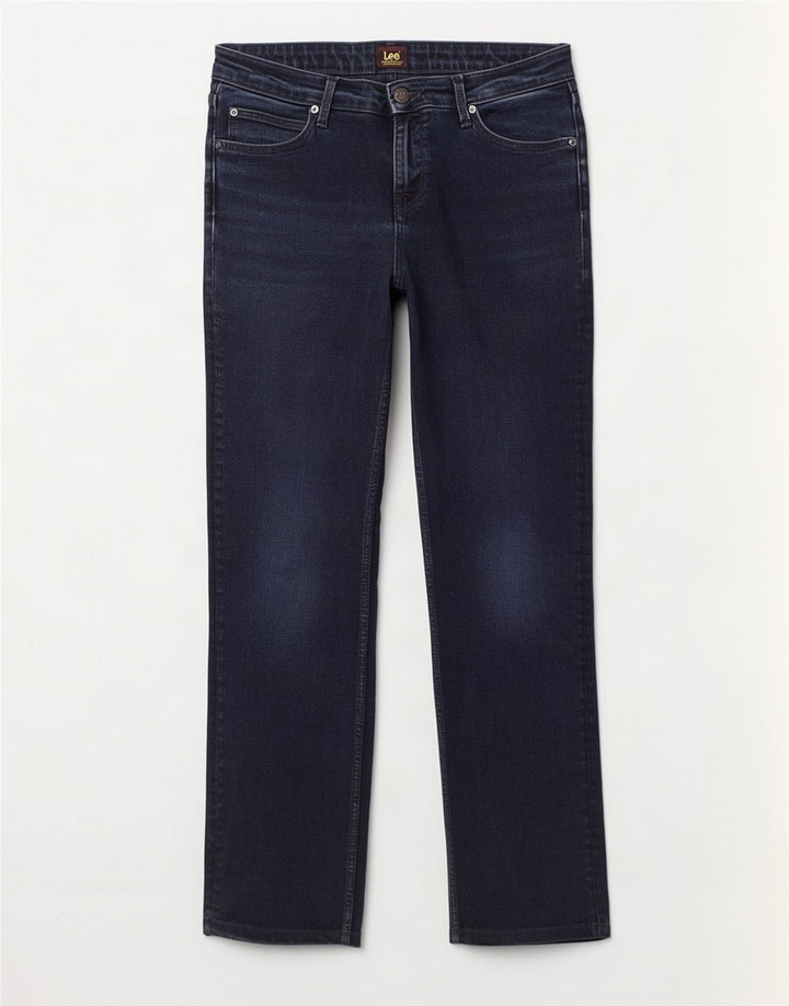 Lee Damen Marion Straight Jeans W28 L26 Marineblaue Baumwolle